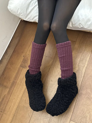 Delicate Ribbed Thick Knit Long Leg Warmers
