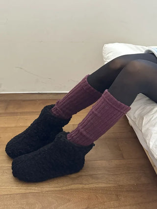 Delicate Ribbed Thick Knit Long Leg Warmers