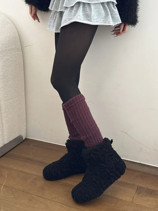 Delicate Ribbed Thick Knit Long Leg Warmers