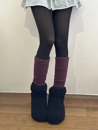 Delicate Ribbed Thick Knit Long Leg Warmers