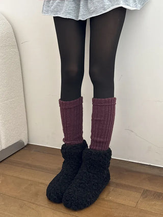 Delicate Ribbed Thick Knit Long Leg Warmers
