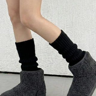 Delicate Ribbed Thick Knit Long Leg Warmers