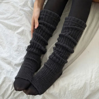 Delicate Ribbed Thick Knit Long Leg Warmers