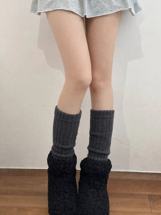 Delicate Ribbed Thick Knit Long Leg Warmers