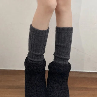 Delicate Ribbed Thick Knit Long Leg Warmers