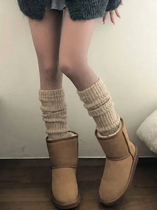 Delicate Ribbed Thick Knit Long Leg Warmers