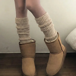 Delicate Ribbed Thick Knit Long Leg Warmers