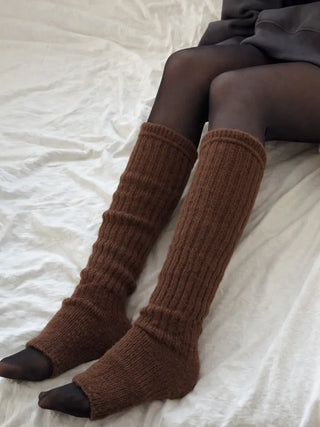 Delicate Ribbed Thick Knit Long Leg Warmers