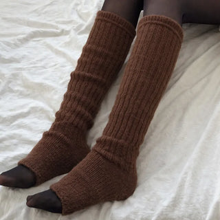 Delicate Ribbed Thick Knit Long Leg Warmers