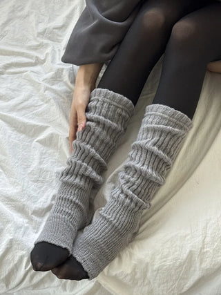Delicate Ribbed Thick Knit Long Leg Warmers