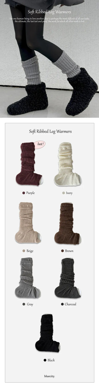Delicate Ribbed Thick Knit Long Leg Warmers