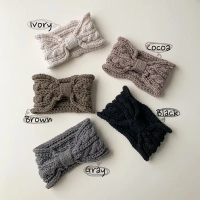 Double Cable Knit Ribbon Bandana Hairband