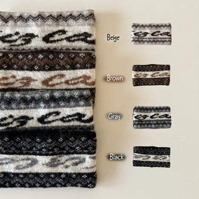 Jacquard Lettering Knit Wide Bandana Headband