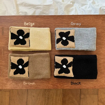 Patch Flower Knit Wide Hair Bandana Hairband