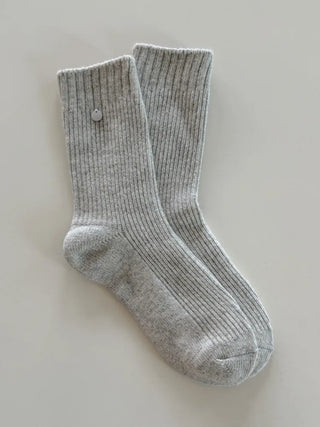 Mini One-Coin Knit Ribbed Mid-Length Plain Socks