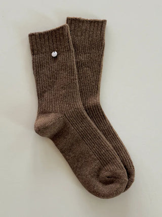 Mini One-Coin Knit Ribbed Mid-Length Plain Socks