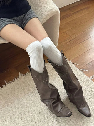 Maxi-Long Ribbed Knee-High Socks
