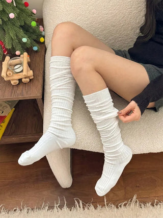 Maxi-Long Ribbed Knee-High Socks