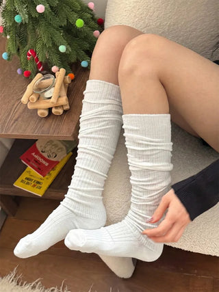 Maxi-Long Ribbed Knee-High Socks