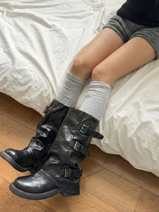 Maxi-Long Ribbed Knee-High Socks