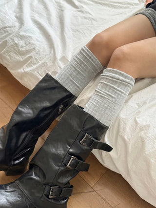 Maxi-Long Ribbed Knee-High Socks
