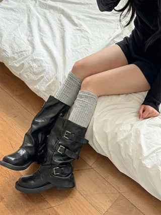 Maxi-Long Ribbed Knee-High Socks