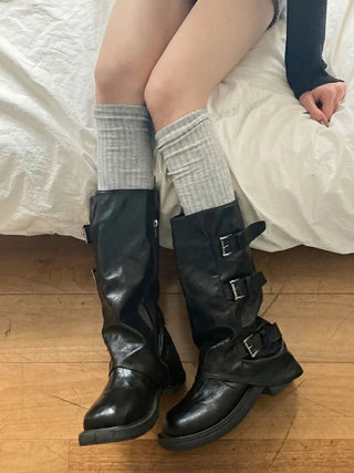 Maxi-Long Ribbed Knee-High Socks