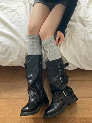 Maxi-Long Ribbed Knee-High Socks