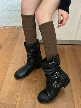 Maxi-Long Ribbed Knee-High Socks