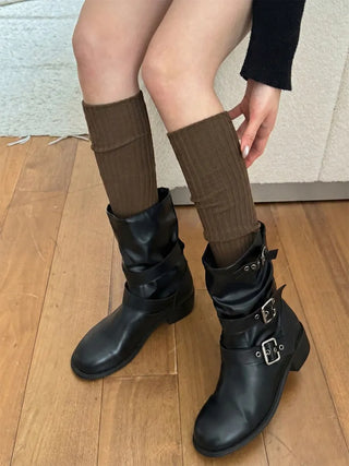 Maxi-Long Ribbed Knee-High Socks