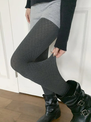 Minute Diamond Pattern Footed Leggings Tights Pantyhose