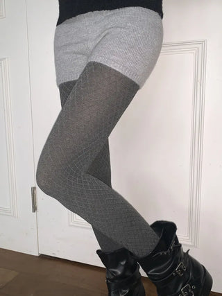 Minute Diamond Pattern Footed Leggings Tights Pantyhose