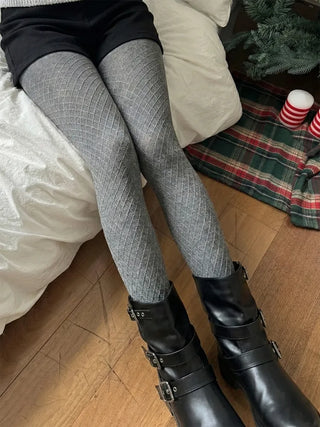 Minute Diamond Pattern Footed Leggings Tights Pantyhose