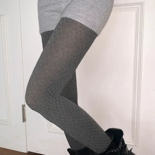 Minute Diamond Pattern Footed Leggings Tights Pantyhose