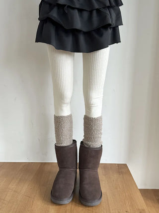 Cable Ribbed Pattern Footed Leggings Tights Stockings