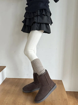 Cable Ribbed Pattern Footed Leggings Tights Stockings