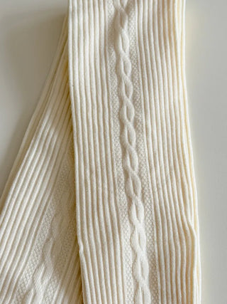 Cable Ribbed Pattern Footed Leggings Tights Stockings