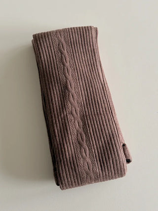 Cable Ribbed Pattern Footed Leggings Tights Stockings
