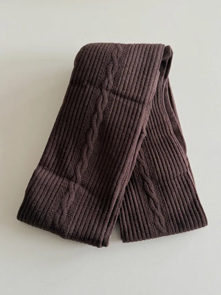 Cable Ribbed Pattern Footed Leggings Tights Stockings