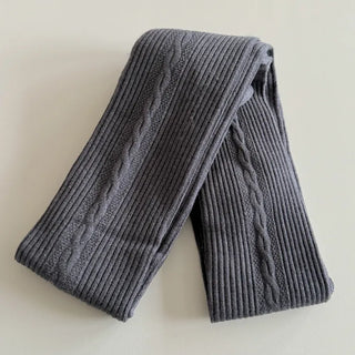 Cable Ribbed Pattern Footed Leggings Tights Stockings