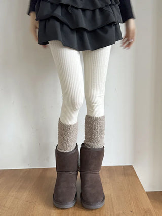Cable Ribbed Pattern Footed Leggings Tights Stockings