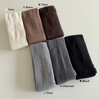 Cable Ribbed Pattern Footed Leggings Tights Stockings