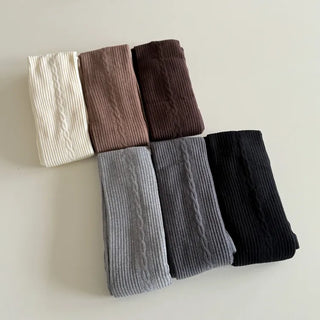Cable Ribbed Pattern Footed Leggings Tights Stockings