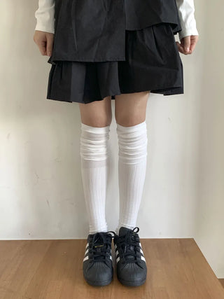 Double-banded Ribbed High-Elasticity Long Over-the-Knee Socks