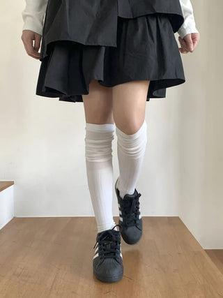 Double-banded Ribbed High-Elasticity Long Over-the-Knee Socks