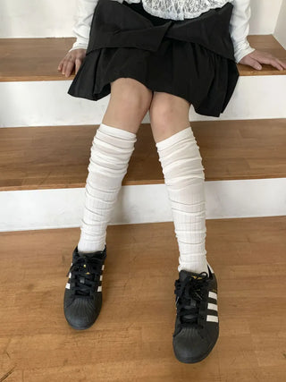 Double-banded Ribbed High-Elasticity Long Over-the-Knee Socks