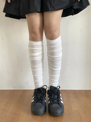 Double-banded Ribbed High-Elasticity Long Over-the-Knee Socks