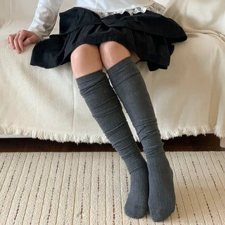 Double-banded Ribbed High-Elasticity Long Over-the-Knee Socks