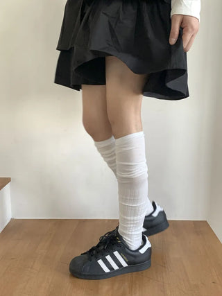 Double-banded Ribbed High-Elasticity Long Over-the-Knee Socks