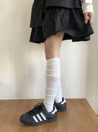 Double-banded Ribbed High-Elasticity Long Over-the-Knee Socks